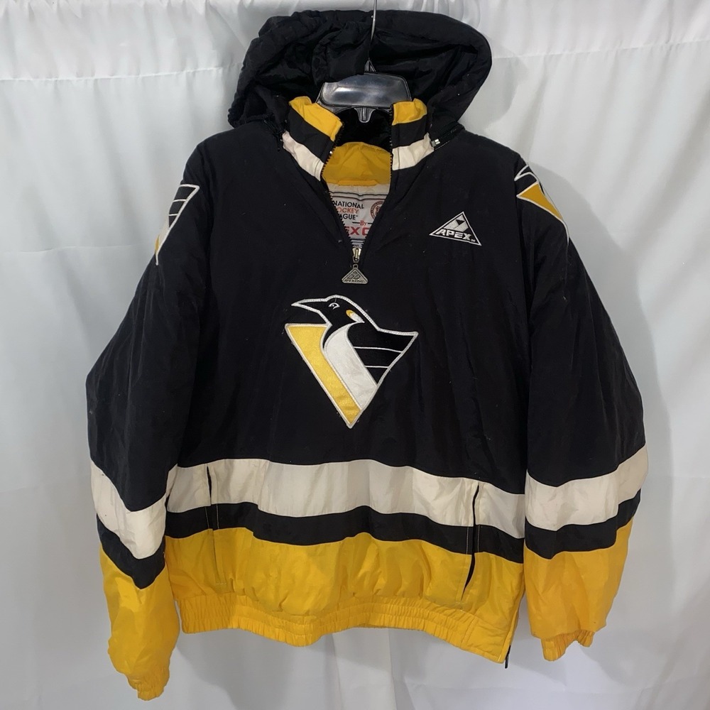 Vintage Apex One Pittsburgh Penguins Puffer Jacket Hooded Pullover Mens Medium